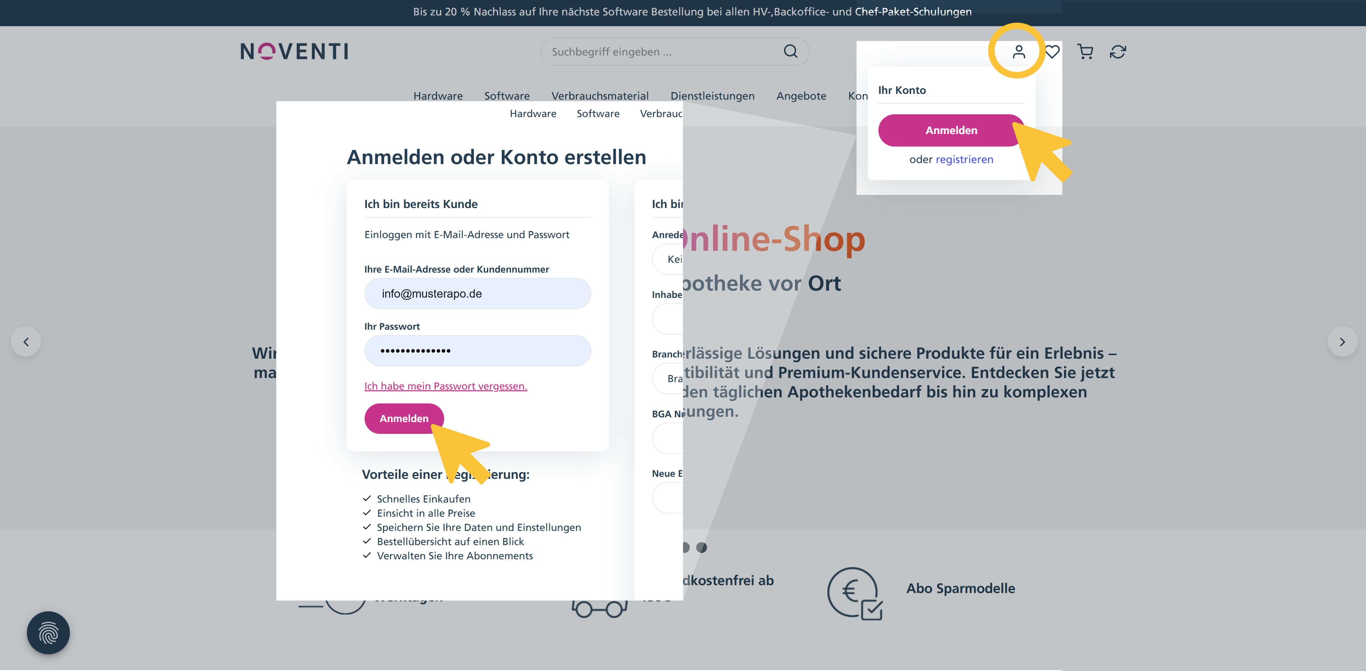 Anmelden, Konto, Formular, Passwort, E-Mail