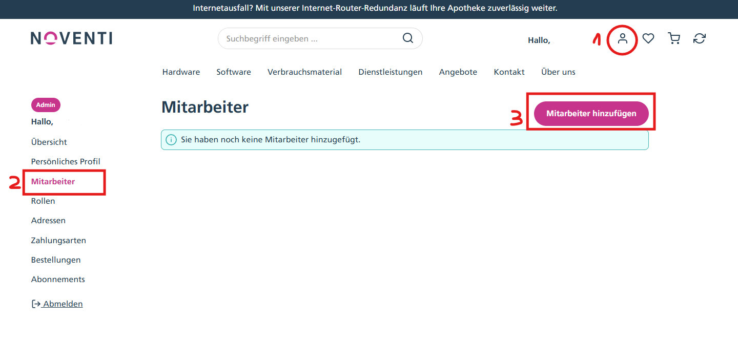 Mitarbeiter, Hinzugefügt, Benutzerkonto, Profil, Admin
