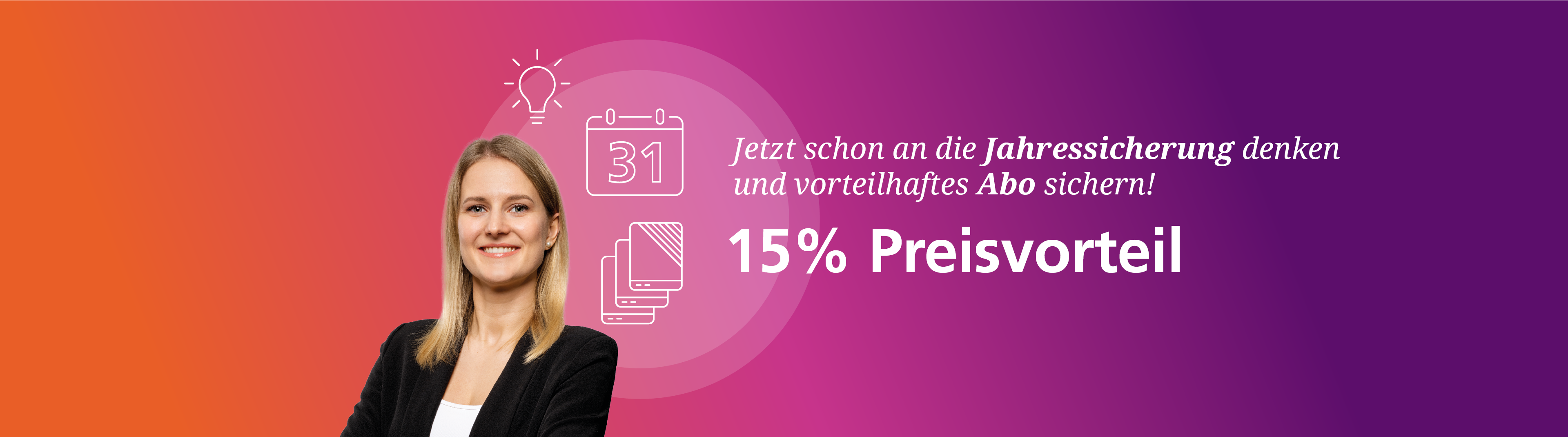 Frau, Geschäftsperson, Porträt, Schwarzer Blazer, Promo-Banner
