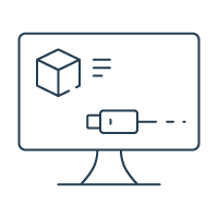 Würfel, Computer, Monitor, Sensor, Tastatur